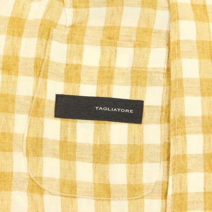 [Used] TAGLIATORE Linen Check Unconstructed Jacket Mustard x White [Size 48] [YEL] [S/S] [Condition Rank A] [Men&