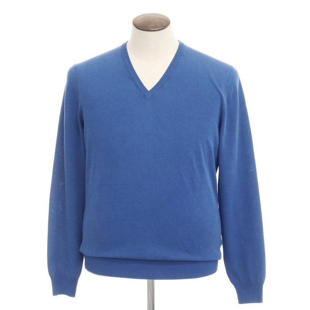 [New outlet] TAGLIATORE high gauge cotton V-neck knit dark blue [size 50] [BLU] [S/S] [Condition rank N-] [Men&