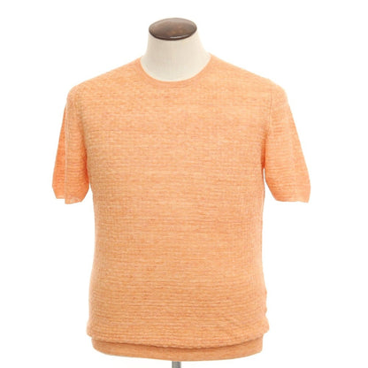 [New] TAGLIATORE Linen Crew Neck Short Sleeve Knit Orange [Size 50] [ORG] [S/S] [Condition Rank N] [Men&