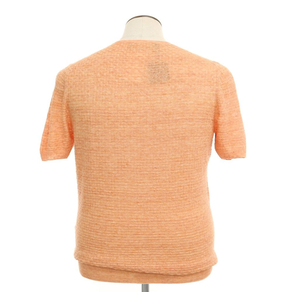 [New] TAGLIATORE Linen Crew Neck Short Sleeve Knit Orange [Size 50] [ORG] [S/S] [Condition Rank N] [Men&