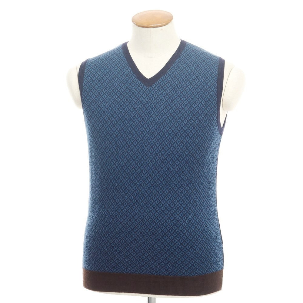 【新品】スカリオーネ SCAGLIONE ニットベスト
 ネイビーxブルーxブラウン【サイズM】【NVY】【A/W】【状態ランクN】【メンズ】
【769873】 APD