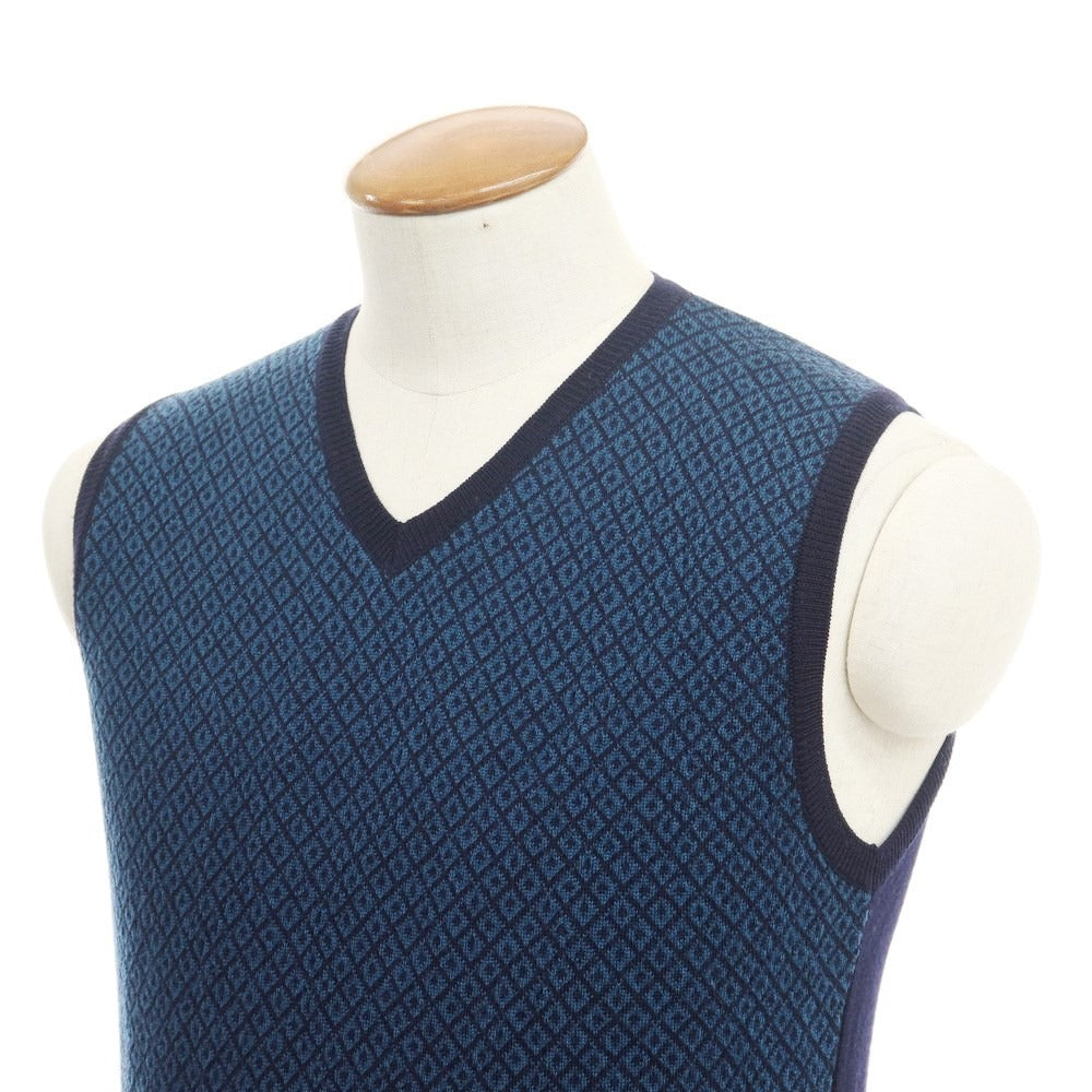【新品】スカリオーネ SCAGLIONE ニットベスト
 ネイビーxブルーxブラウン【サイズM】【NVY】【A/W】【状態ランクN】【メンズ】
【769873】 APD