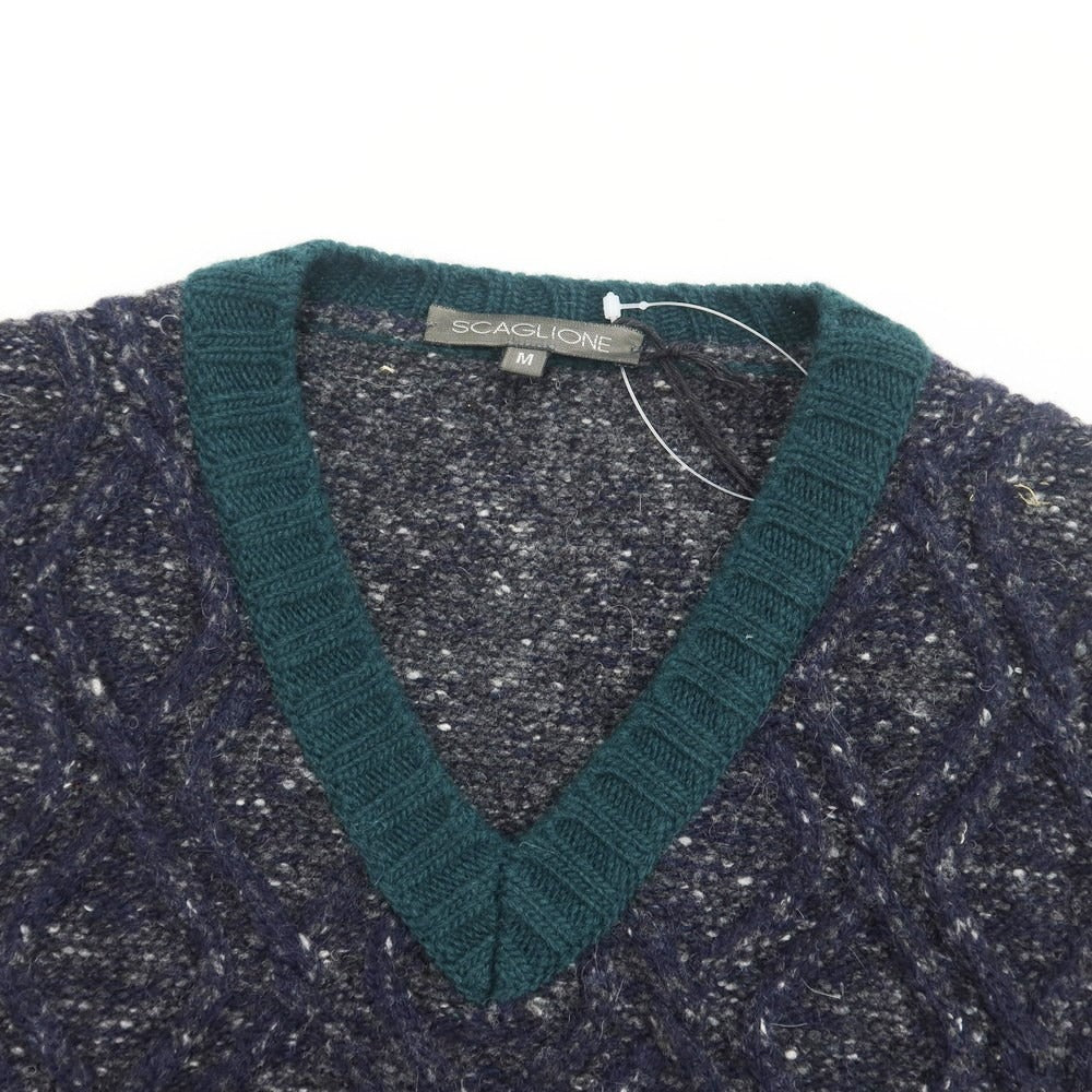 【新品】スカリオーネ SCAGLIONE ニットベスト
 ネイビーxグリーン【サイズM】【NVY】【A/W】【状態ランクN】【メンズ】
【769873】 APD