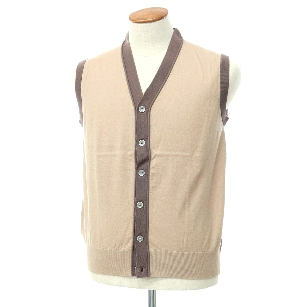 [New] JforJames High Gauge Cotton Cardigan Knit Vest Beige x Ash Brown [Size 50] [BEI] [S/S] [Condition Rank N] [Men&