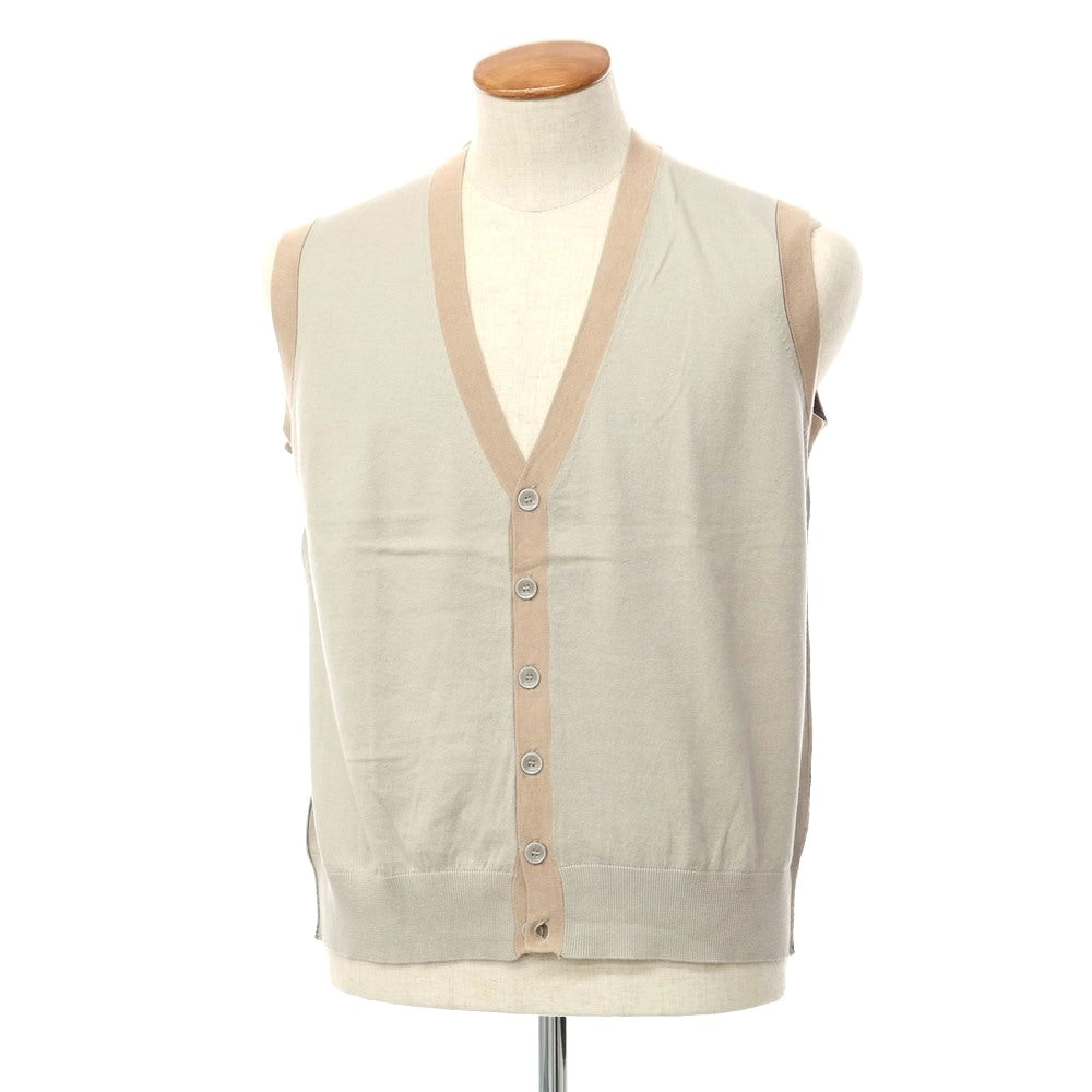 [New] JforJames High Gauge Cotton Cardigan Knit Vest Beige Sage x Beige [Size 50] [GRY] [S/S] [Condition Rank N] [Men&