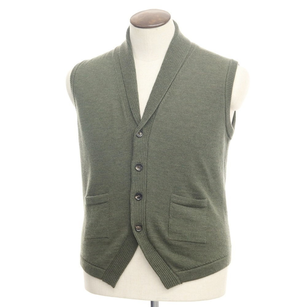 [New] DREW&amp;amp;CO Wool Shawl Collar Knit Vest Cardigan Grass Green [Size L] [GRN] [A/W] [Condition Rank N] [Men&