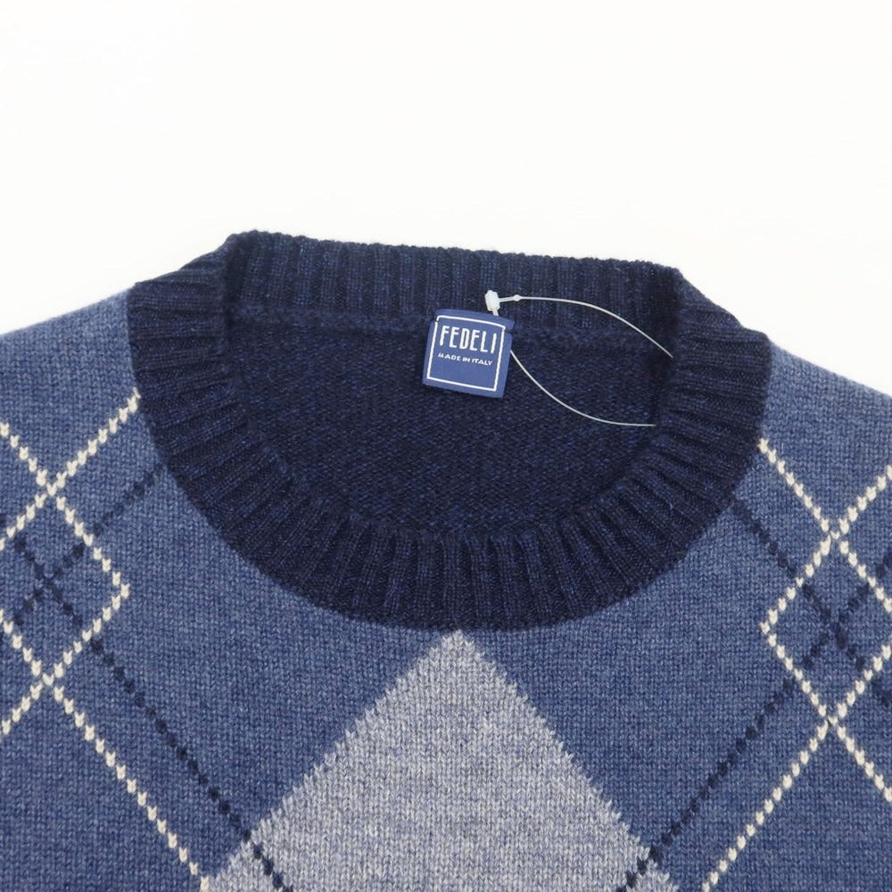 【新品】フェデーリ FEDELI プルオーバーニット
 ネイビーxブルー【サイズ50】【NVY】【A/W】【状態ランクN】【メンズ】
【769873】 APD