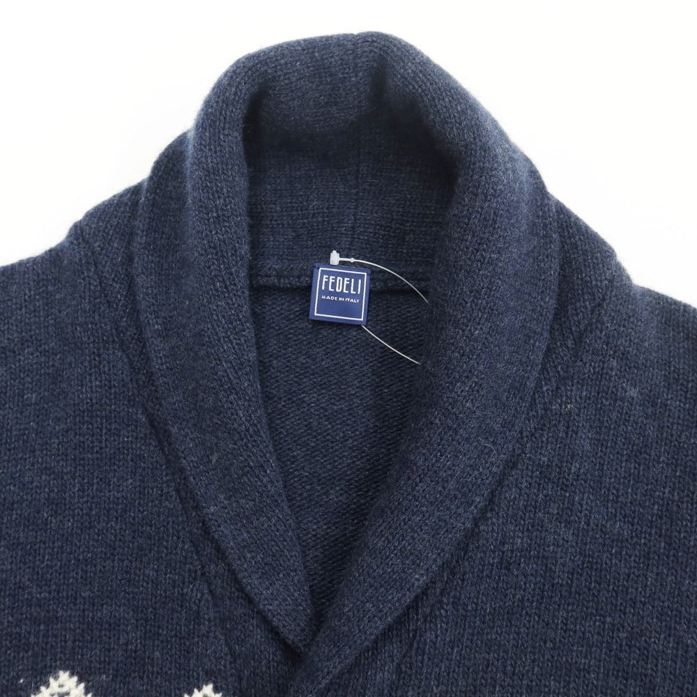 【新品】フェデーリ FEDELI カーディガン
 ネイビーxホワイト【サイズ50】【NVY】【A/W】【状態ランクN】【メンズ】
【769794】 APD