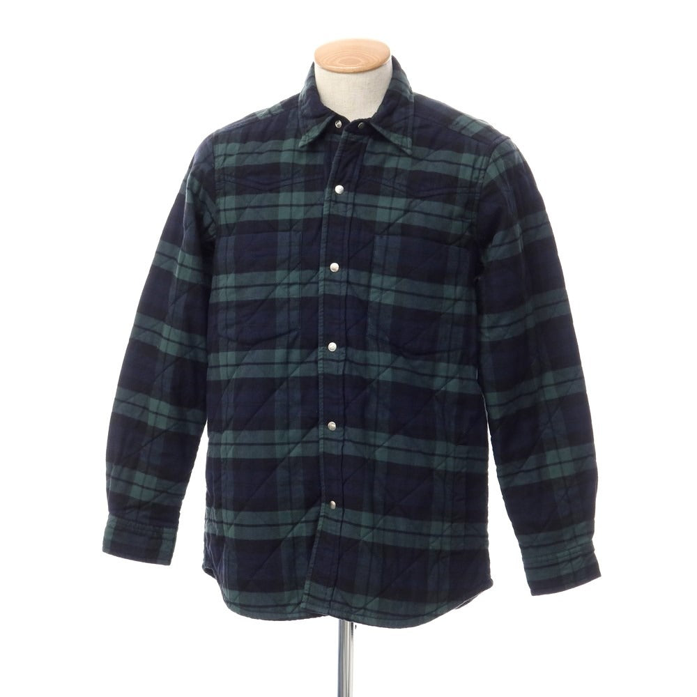 [New] Bagutta Cotton Check Quilted Casual Shirt Navy x Green [Size S] [NVY] [A/W] [Condition Rank N] [Men&