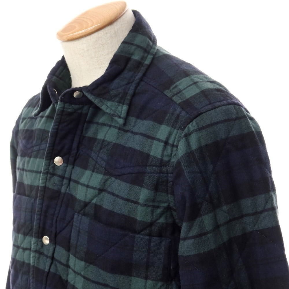 [New] Bagutta Cotton Check Quilted Casual Shirt Navy x Green [Size S] [NVY] [A/W] [Condition Rank N] [Men&