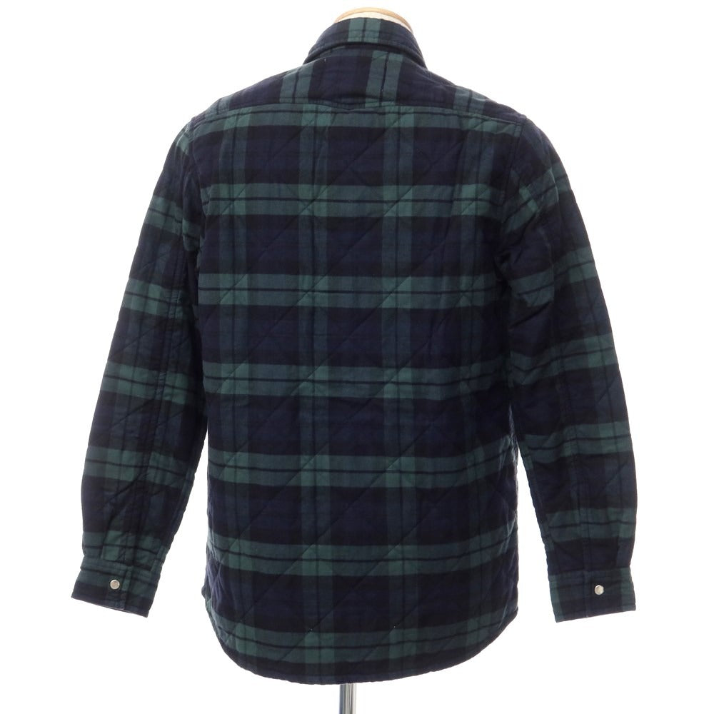 [New] Bagutta Cotton Check Quilted Casual Shirt Navy x Green [Size S] [NVY] [A/W] [Condition Rank N] [Men&
