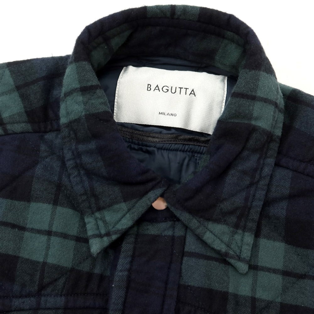 [New] Bagutta Cotton Check Quilted Casual Shirt Navy x Green [Size S] [NVY] [A/W] [Condition Rank N] [Men&