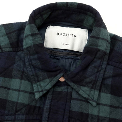[New] Bagutta Cotton Check Quilted Casual Shirt Navy x Green [Size S] [NVY] [A/W] [Condition Rank N] [Men&