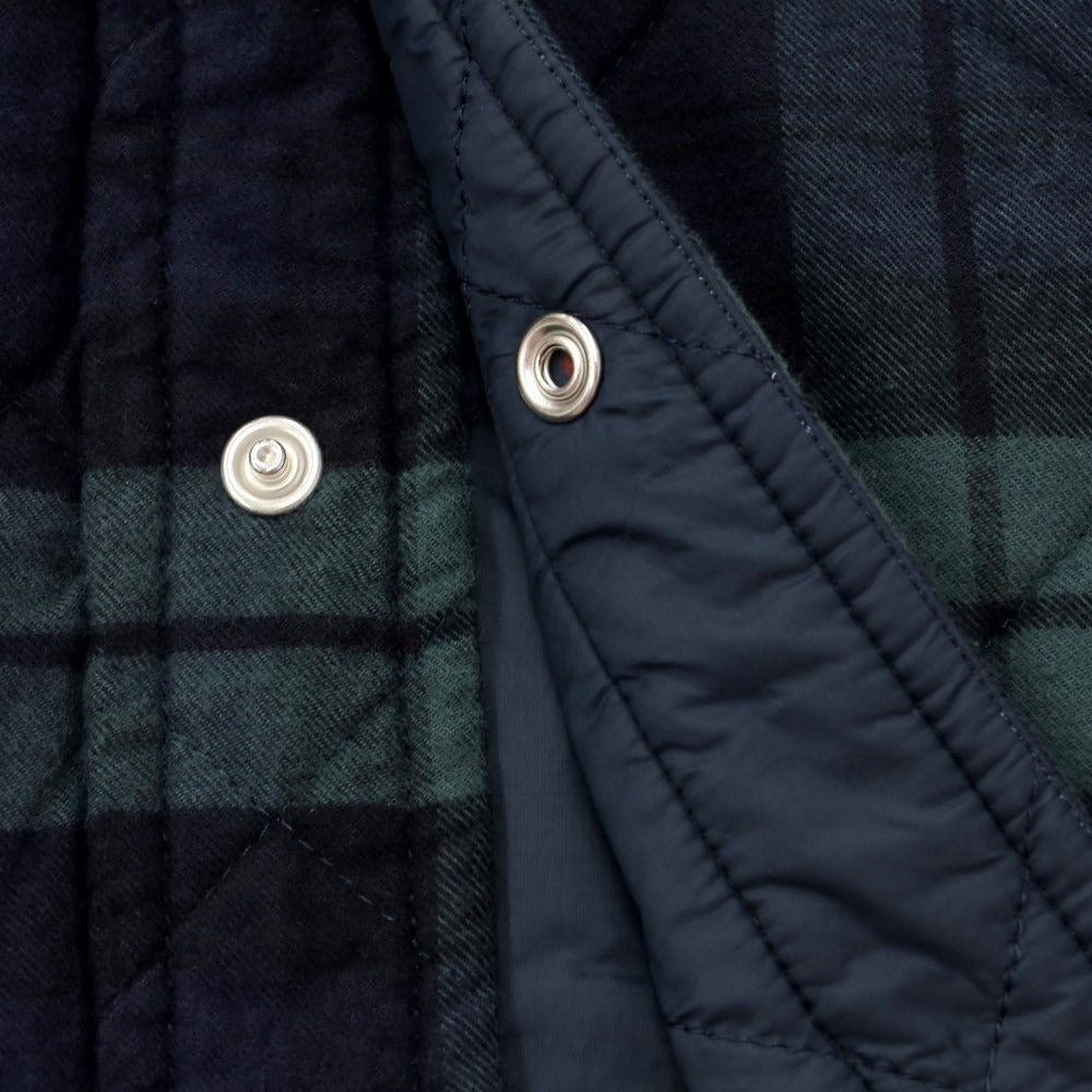 [New] Bagutta Cotton Check Quilted Casual Shirt Navy x Green [Size S] [NVY] [A/W] [Condition Rank N] [Men&