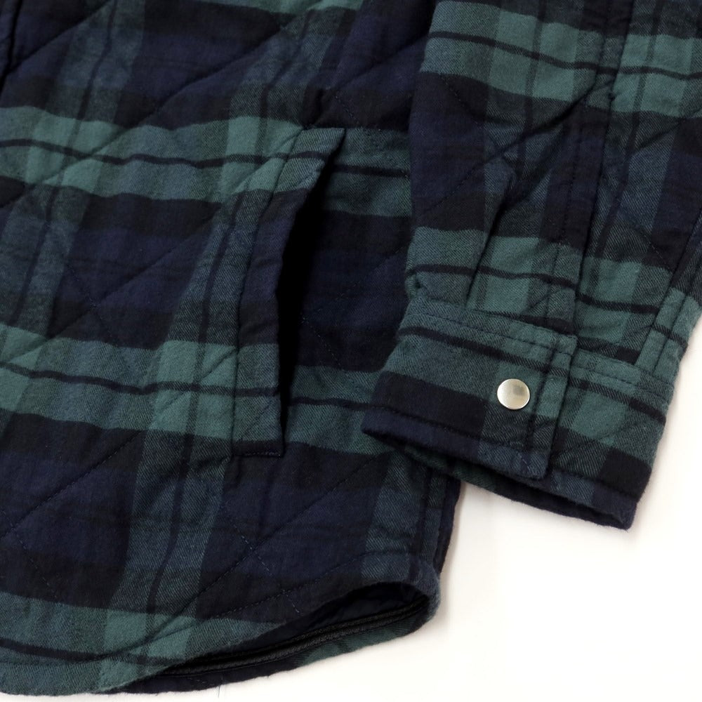 [New] Bagutta Cotton Check Quilted Casual Shirt Navy x Green [Size S] [NVY] [A/W] [Condition Rank N] [Men&
