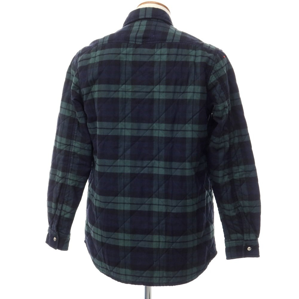 [New] Bagutta Cotton Check Quilted Casual Shirt Navy x Green [Size M] [NVY] [A/W] [Condition Rank N] [Men&