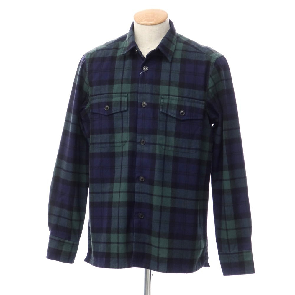 [New] Bagutta Cotton Check Casual Shirt Navy x Green [Size 38] [NVY] [A/W] [Condition Rank N] [Men&