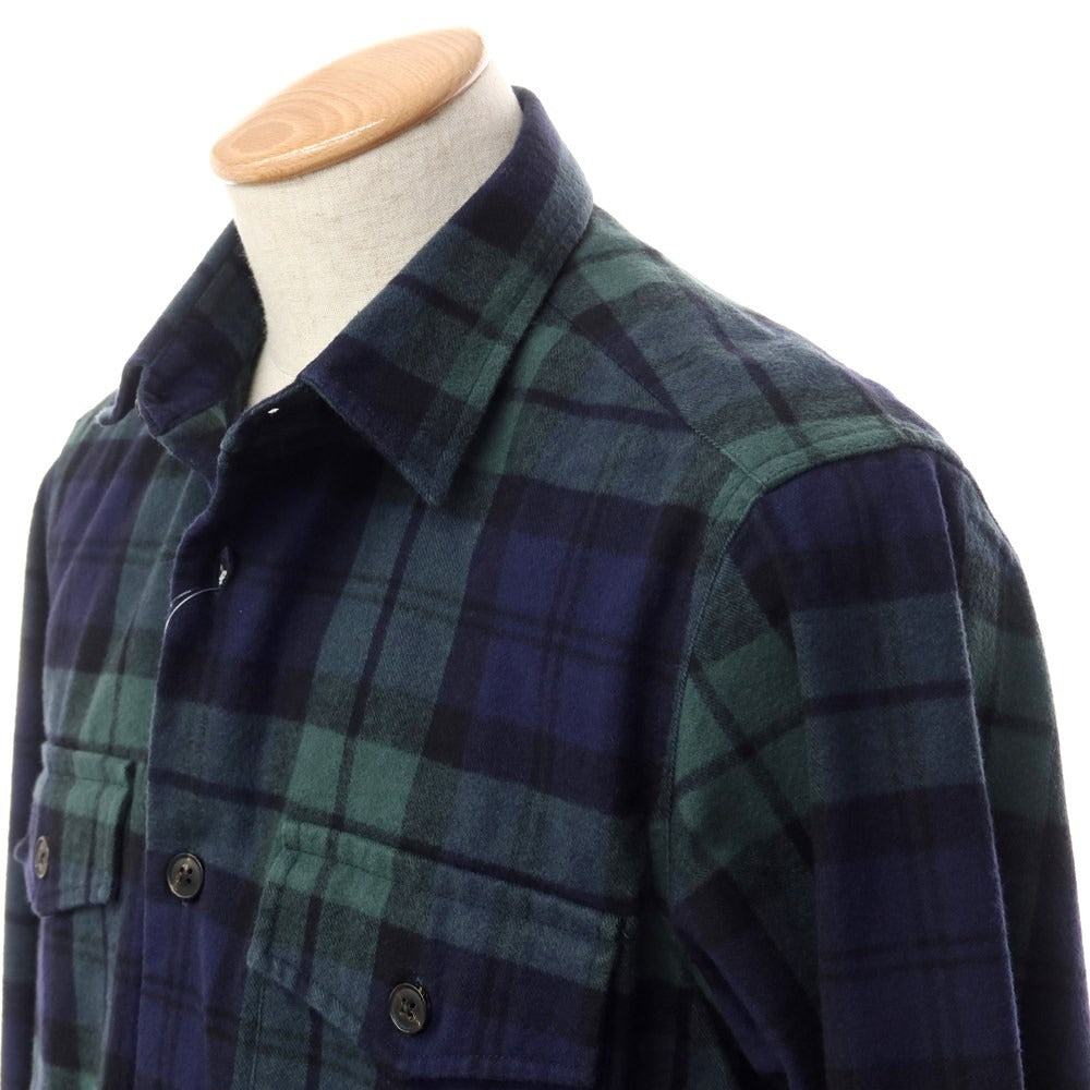 [New] Bagutta Cotton Check Casual Shirt Navy x Green [Size 38] [NVY] [A/W] [Condition Rank N] [Men&