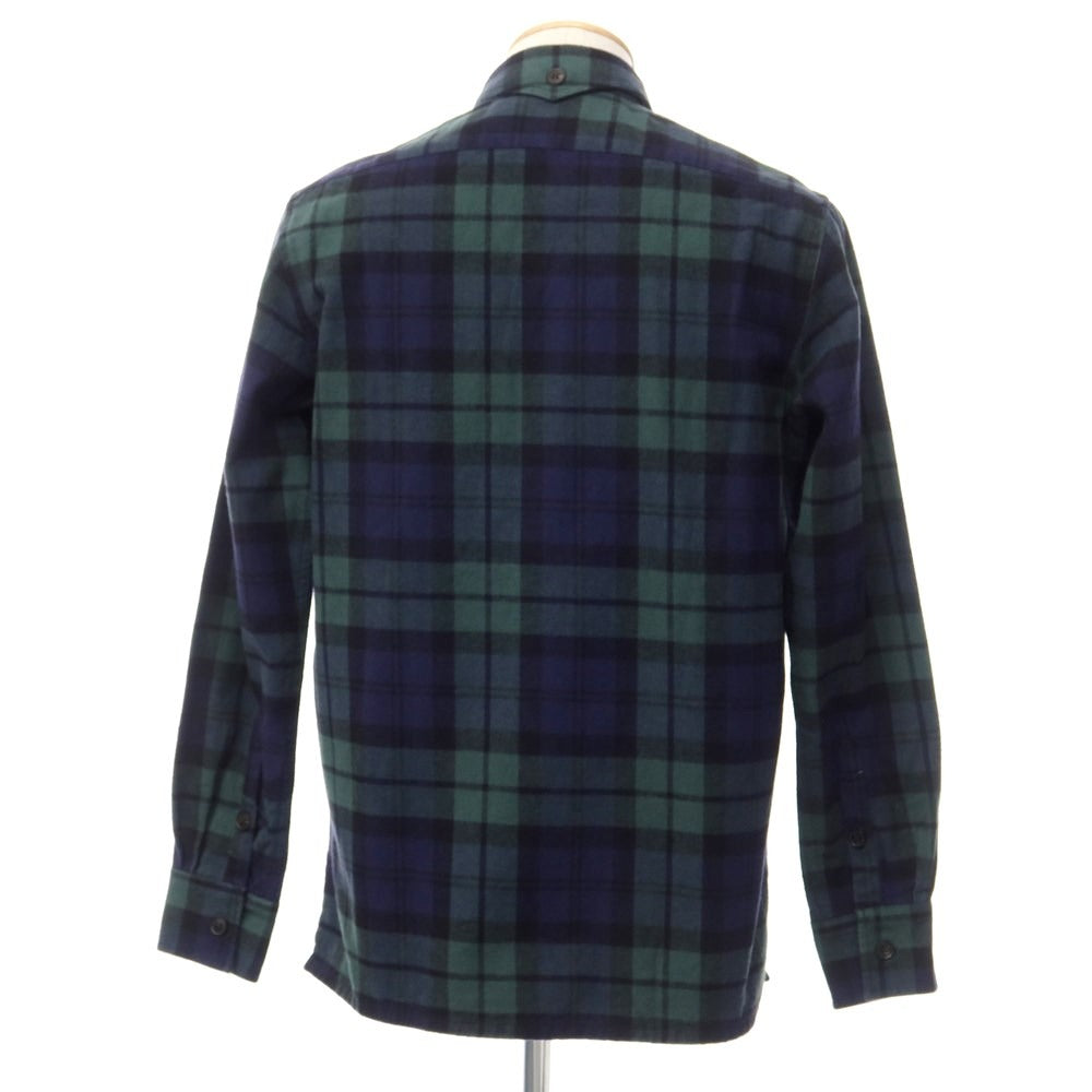 [New] Bagutta Cotton Check Casual Shirt Navy x Green [Size 38] [NVY] [A/W] [Condition Rank N] [Men&
