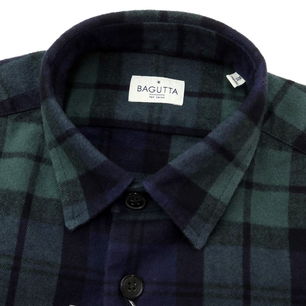 [New] Bagutta Cotton Check Casual Shirt Navy x Green [Size 38] [NVY] [A/W] [Condition Rank N] [Men&