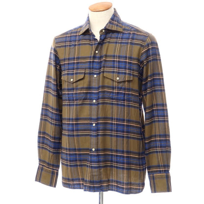 [New] Bagutta casual shirt
 Khaki olive x navy [Size M] [KAK] [A/W] [Condition rank N] [Men&