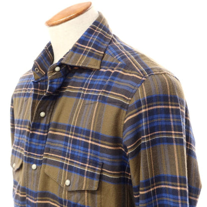 [New] Bagutta casual shirt
 Khaki olive x navy [Size M] [KAK] [A/W] [Condition rank N] [Men&