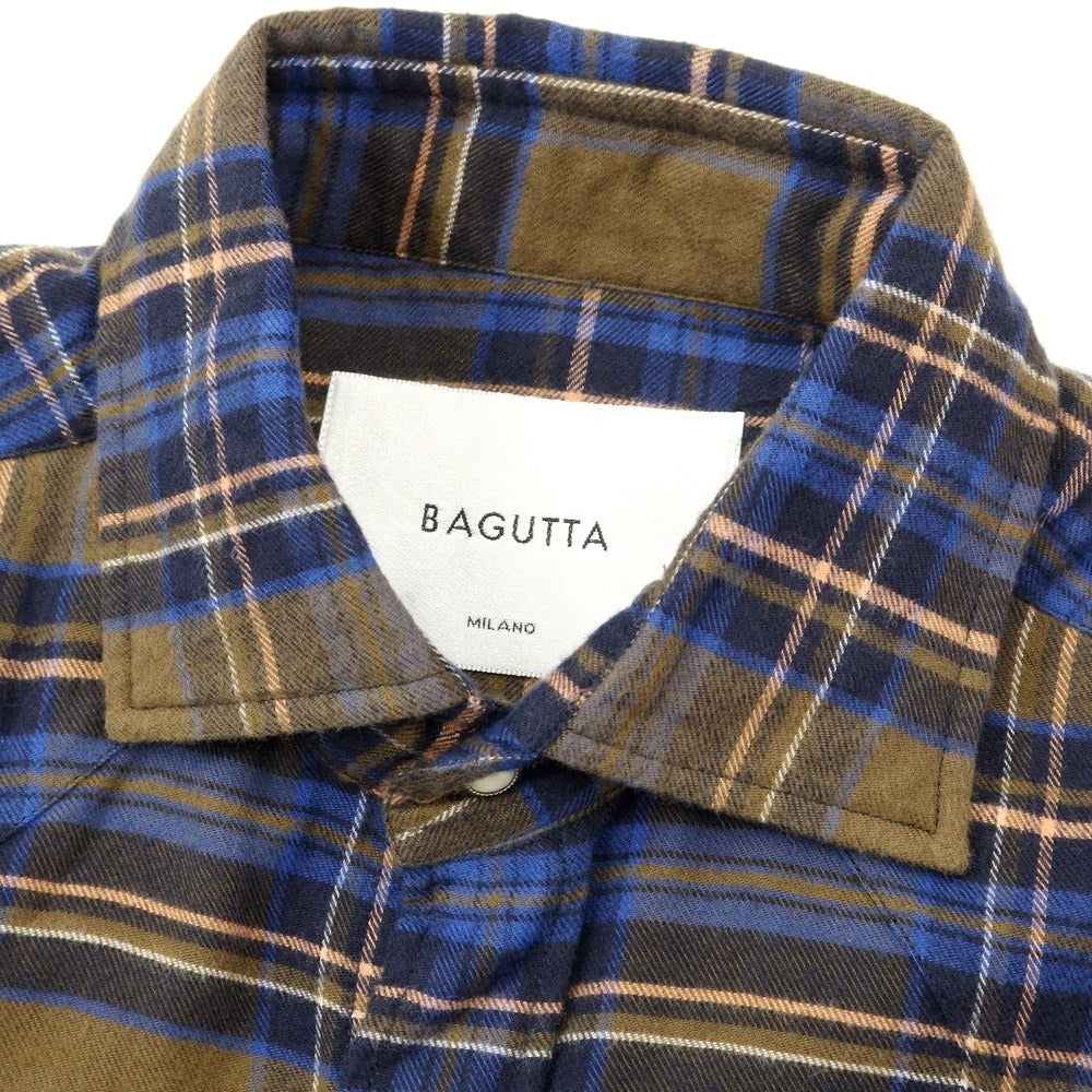 [New] Bagutta casual shirt
 Khaki olive x navy [Size M] [KAK] [A/W] [Condition rank N] [Men&
