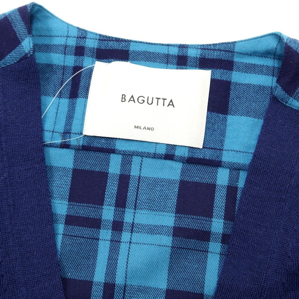 [New] Bagutta Knit-switched Cotton Flannel Check Cardigan Navy x Blue [Size 40] [NVY] [A/W] [Condition Rank N] [Men&