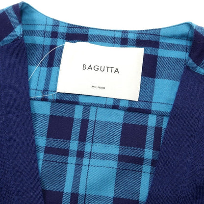 [New] Bagutta Knit-switched Cotton Flannel Check Cardigan Navy x Blue [Size 40] [NVY] [A/W] [Condition Rank N] [Men&