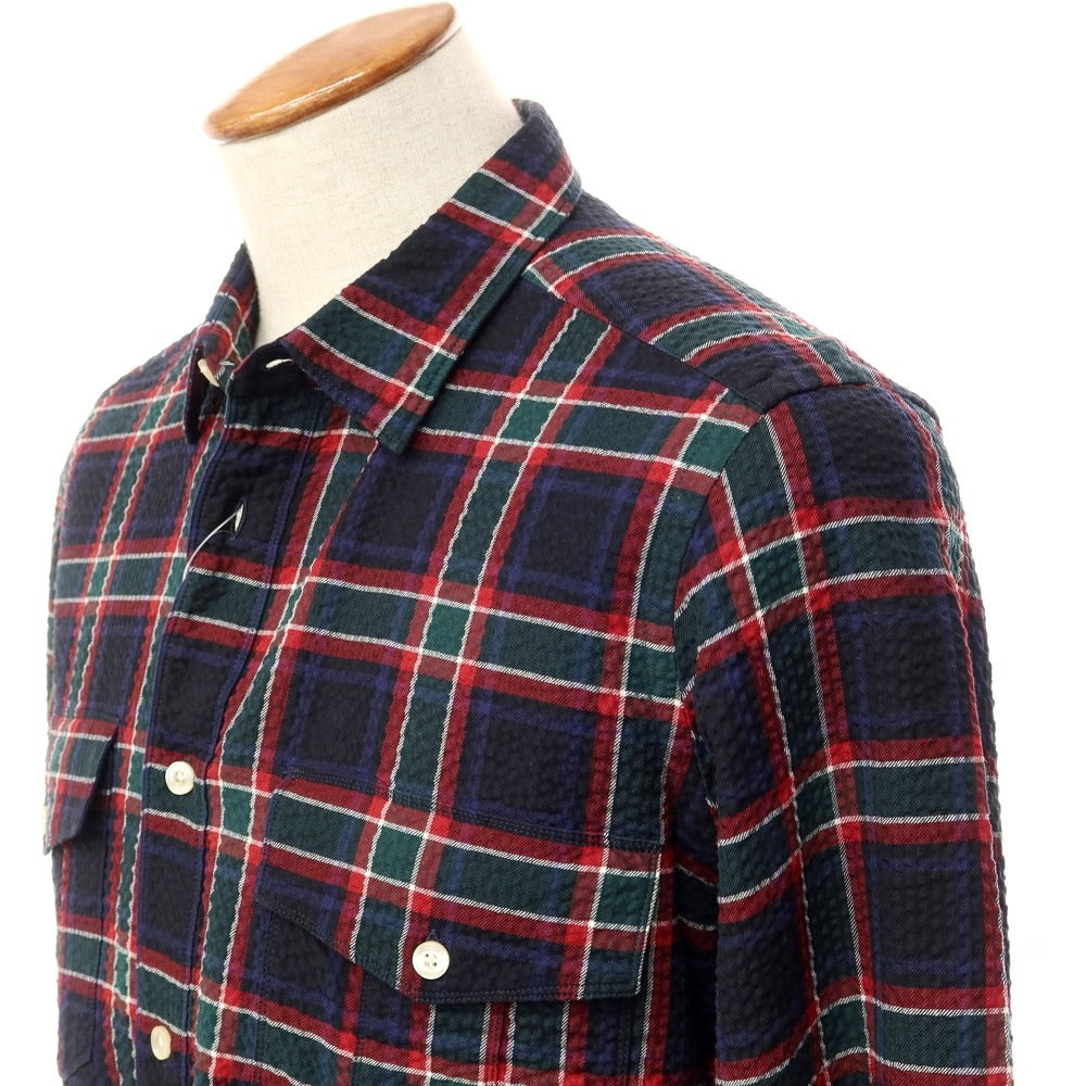 【新品】バグッタ Bagutta カジュアルシャツ
 ブラックxレッドxグリーン【サイズM】【BLK】【S/S】【状態ランクN】【メンズ】
【769572】 CPD