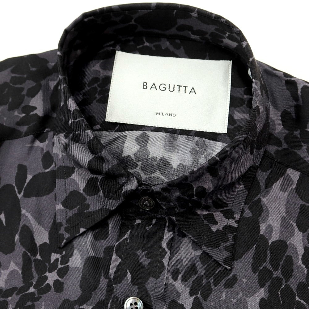 【新品アウトレット】バグッタ Bagutta カジュアルシャツ
 ブラックxグレー【サイズM】【BLK】【S/S】【状態ランクN-】【メンズ】
【769572】 CPD