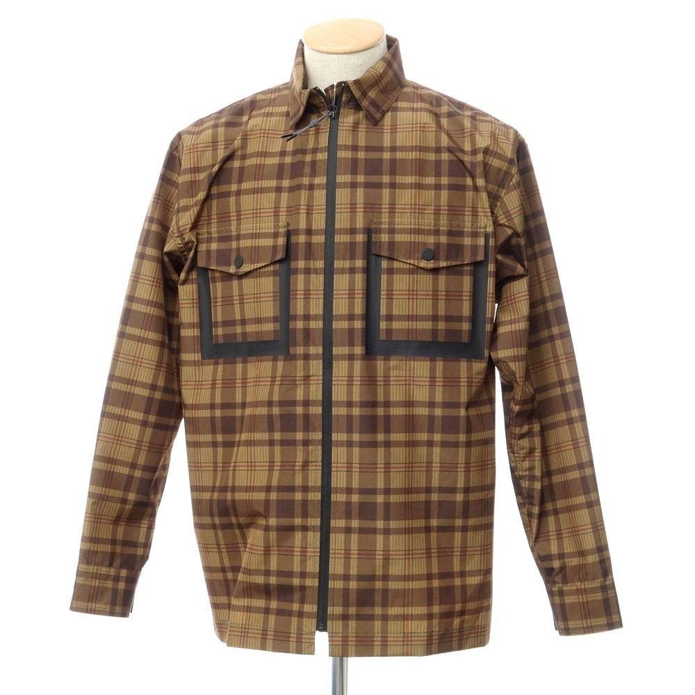 [New] Bagutta Polyester Check Zip-up Shell Jacket Beige x Olive x Dark Brown [Size S] [BRW] [S/S] [Condition Rank N] [Men&