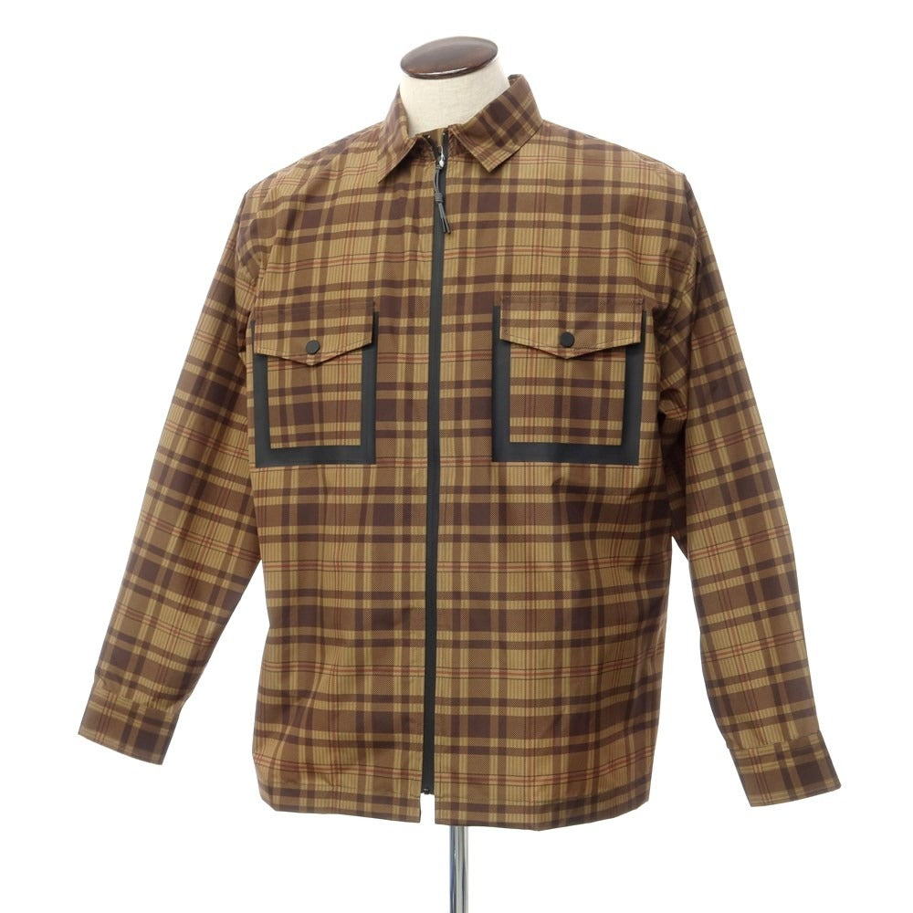 [New] Bagutta Polyester Check Zip-up Shell Jacket Beige x Olive x Dark Brown [Size L] [BRW] [S/S] [Condition Rank N] [Men&