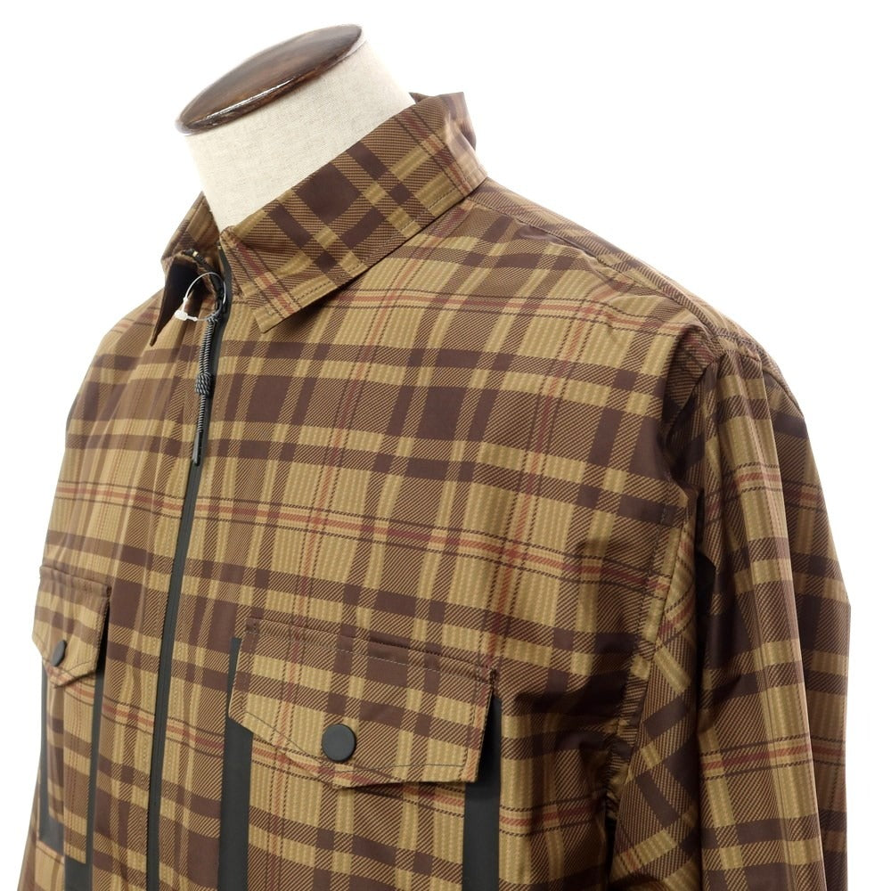 [New] Bagutta Polyester Check Zip-up Shell Jacket Beige x Olive x Dark Brown [Size L] [BRW] [S/S] [Condition Rank N] [Men&