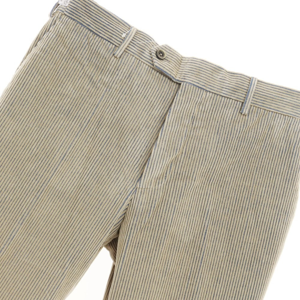 [New] PT TORINO Cotton Wide Ribbed Corduroy Pants Slacks Beige x Blue [Size 48] [BEI] [A/W] [Condition Rank N] [Men&