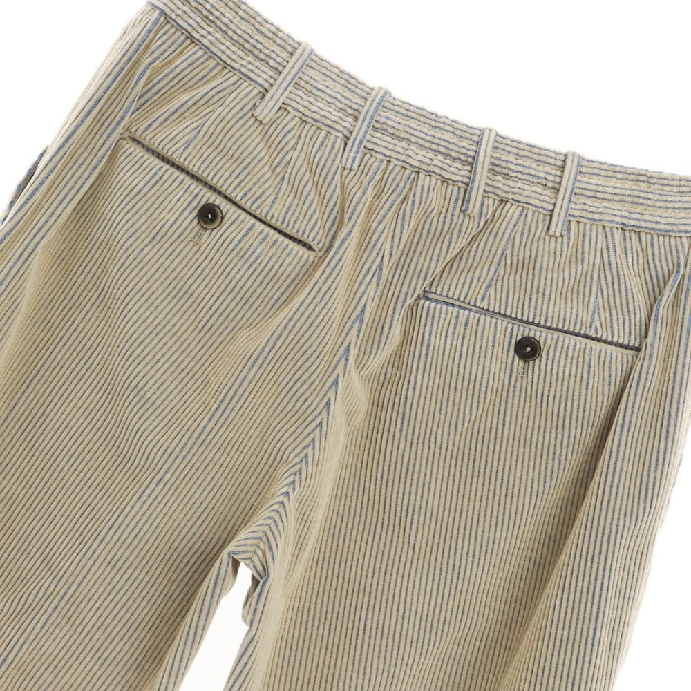 [New] PT TORINO Cotton Wide Ribbed Corduroy Pants Slacks Beige x Blue [Size 48] [BEI] [A/W] [Condition Rank N] [Men&