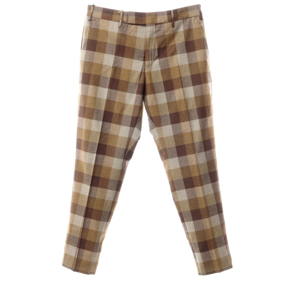 [New] PT TORINO Stretch Wool Check Dress Slacks Pants Brown x Gray [Size 48] [BRW] [A/W] [Condition Rank N] [Men&