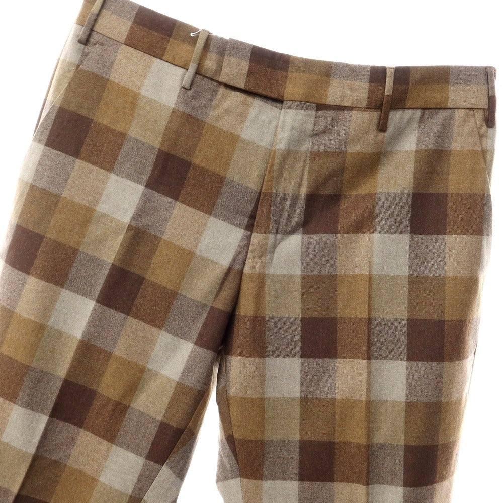 [New] PT TORINO Stretch Wool Check Dress Slacks Pants Brown x Gray [Size 48] [BRW] [A/W] [Condition Rank N] [Men&