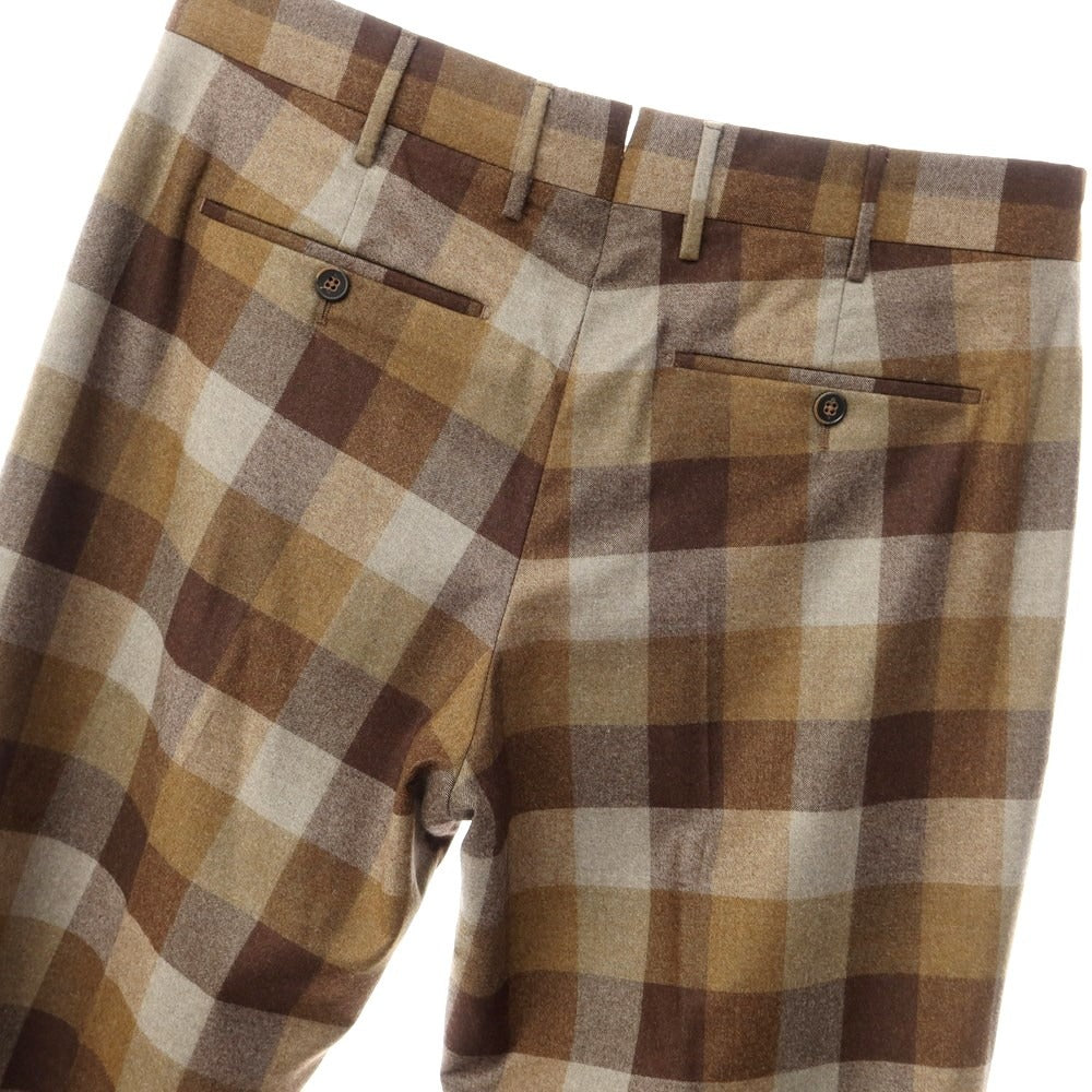 [New] PT TORINO Stretch Wool Check Dress Slacks Pants Brown x Gray [Size 48] [BRW] [A/W] [Condition Rank N] [Men&