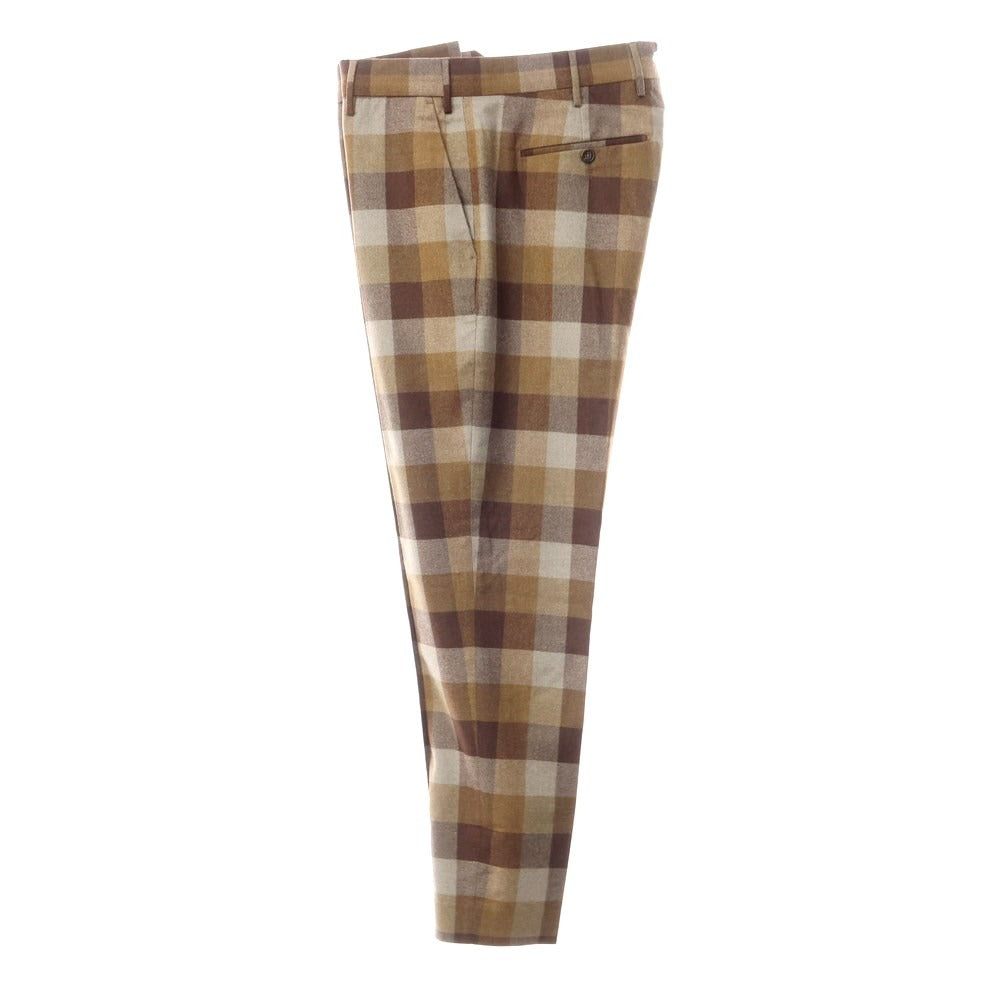 [New] PT TORINO Stretch Wool Check Dress Slacks Pants Brown x Gray [Size 48] [BRW] [A/W] [Condition Rank N] [Men&