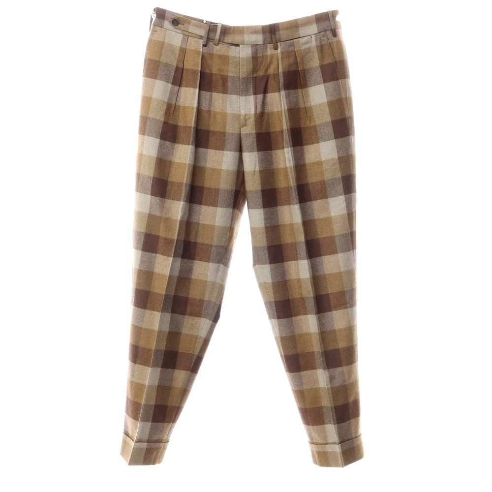 [New] PT TORINO Wool Check Dress Slacks Pants Brown x Gray [Size 48] [BRW] [A/W] [Condition Rank N] [Men&