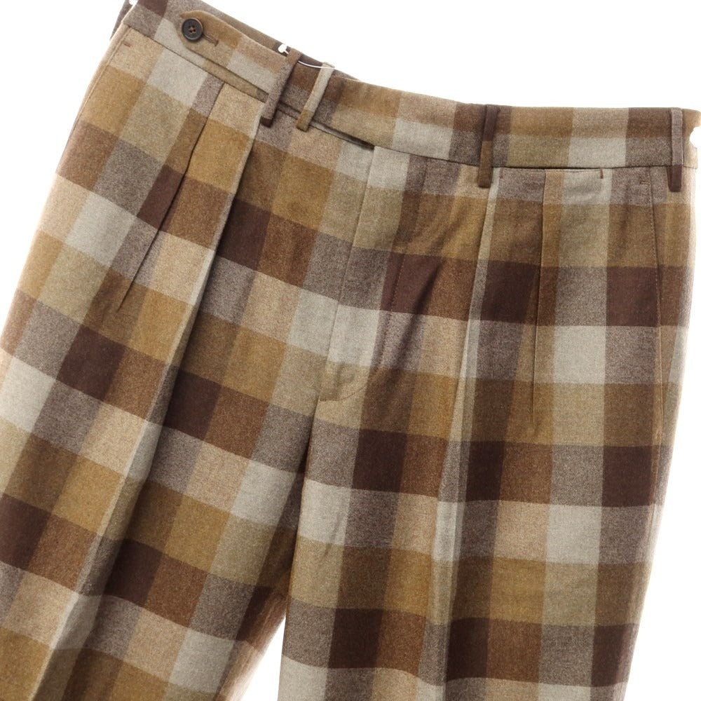 [New] PT TORINO Wool Check Dress Slacks Pants Brown x Gray [Size 48] [BRW] [A/W] [Condition Rank N] [Men&