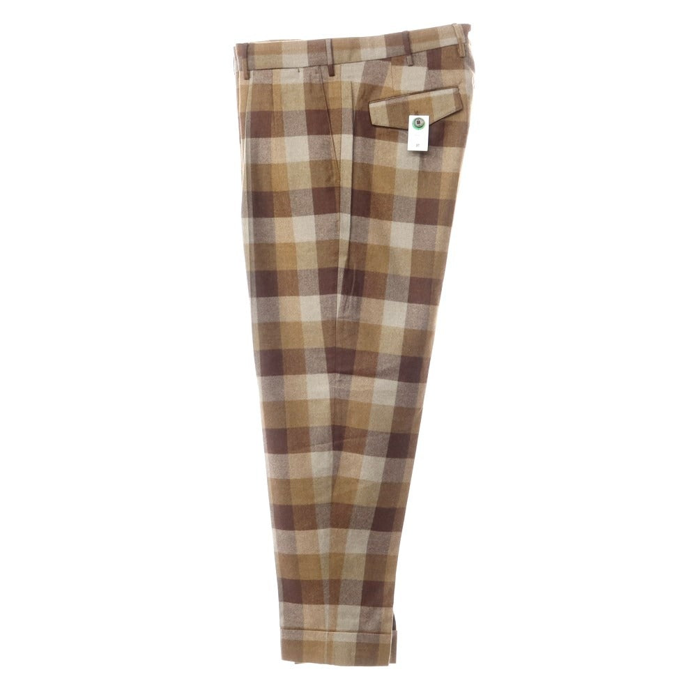 [New] PT TORINO Wool Check Dress Slacks Pants Brown x Gray [Size 48] [BRW] [A/W] [Condition Rank N] [Men&