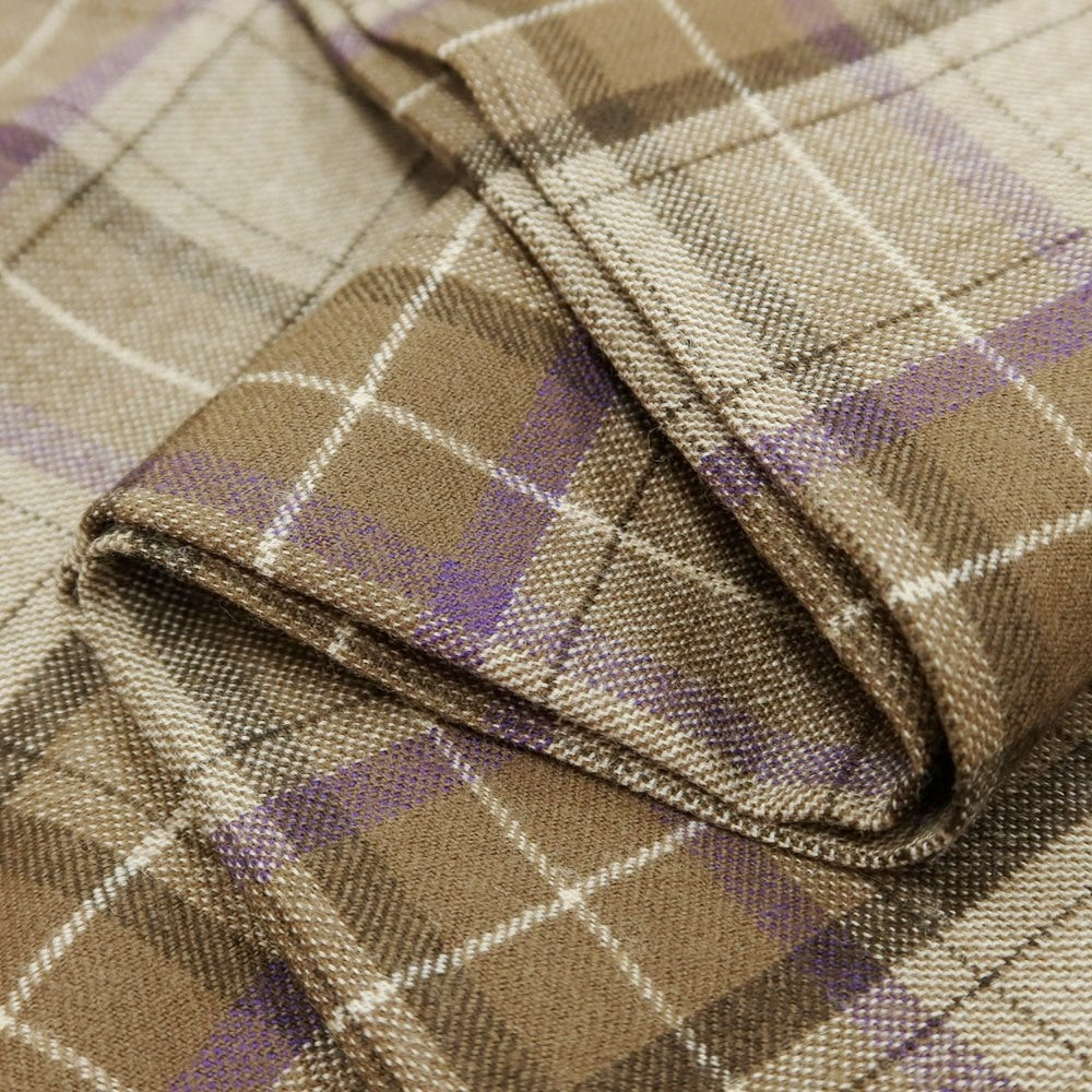 [New] PT TORINO Stretch Wool Check Dress Slacks Pants Ash Brown x Purple [Size 48] [BRW] [A/W] [Condition Rank N] [Men&