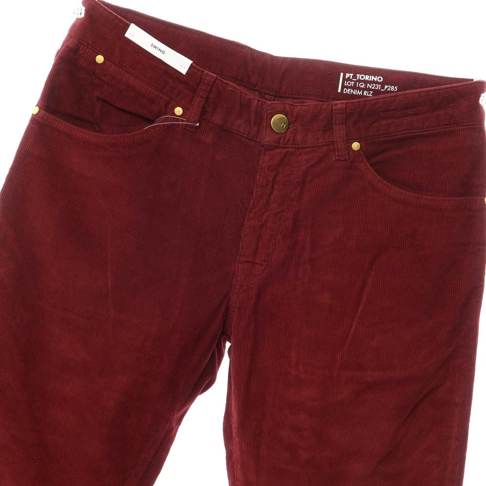 【新品】ピーティートリノ デニム PT TORINO DENIM SWING コットン コーデュロイ 5ポケット パンツ ライトボルドー【サイズ32】【RED】【A/W】【状態ランクN】【メンズ】【769095】