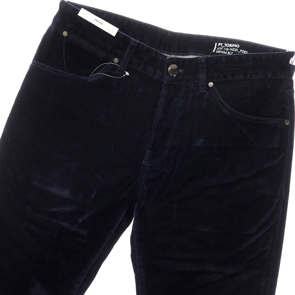 [New] PT TORINO DENIM SWING Cotton Rayon Velour 5 Pocket Pants Navy [Size 32] [NVY] [A/W] [Condition Rank N] [Men&
