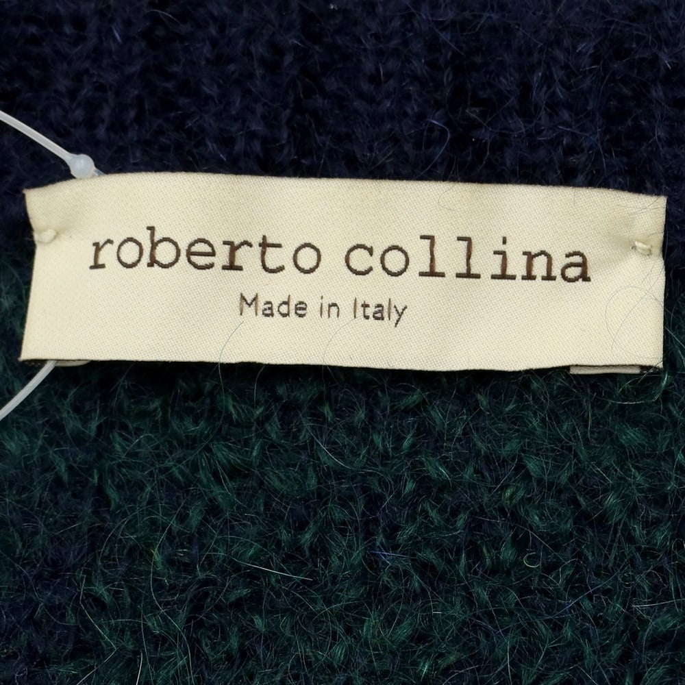 中古】ロベルトコリーナ ROBERTO COLLINA モヘヤ チェック クルー