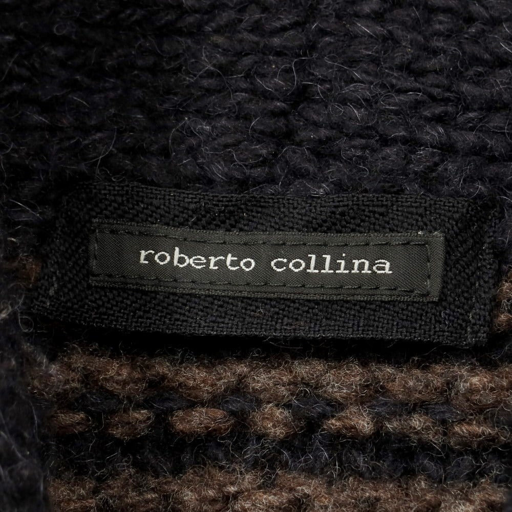 [Used] ROBERTO COLLINA Wool alpaca low gauge knit shawl collar cardigan black x beige [Size 46] [BLK] [A/W] [Condition Rank D] [Men&