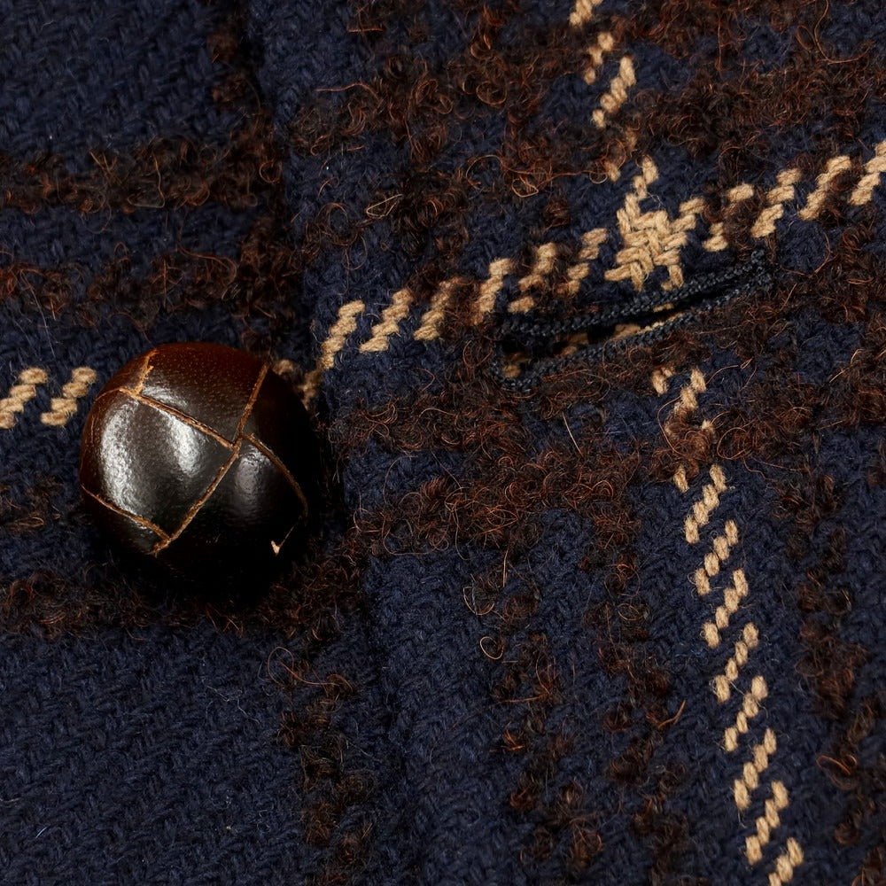 [Used] TAGLIATORE wool nylon check double-breasted coat, navy x brown [size 48] [NVY] [A/W] [Condition rank B] ​​[Men&