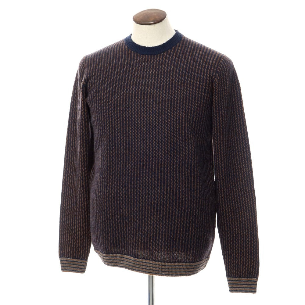 [Used] Roberto Collina ROBERTO COLLINA Cashmere Striped Crew Neck Knit Navy x Brown [Size 52] [NVY] [A/W] [Condition Rank B] ​​[Men&